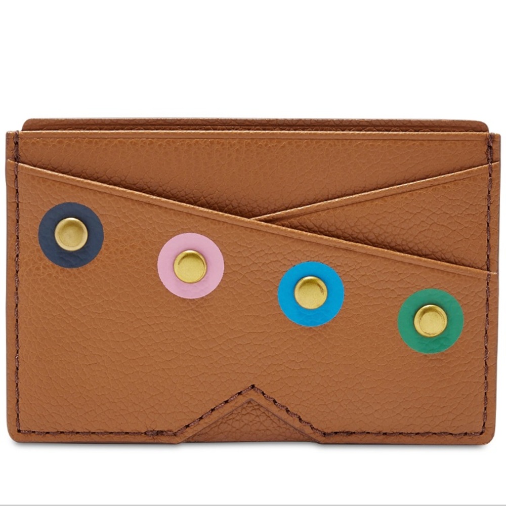 Fossil Brown Leather Card Case Wallet NWT